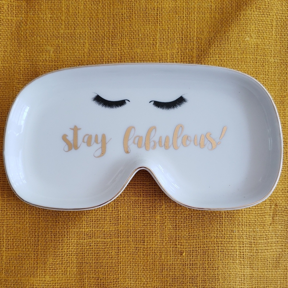 Hobby Lobby White and Gold Eyelash Ceramic Tray